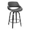 Armen Living Mona 26" Counter Height Swivel Gray Faux Leather and Black Wood Bar Stool LCMNBABLGR26 - alternate 1